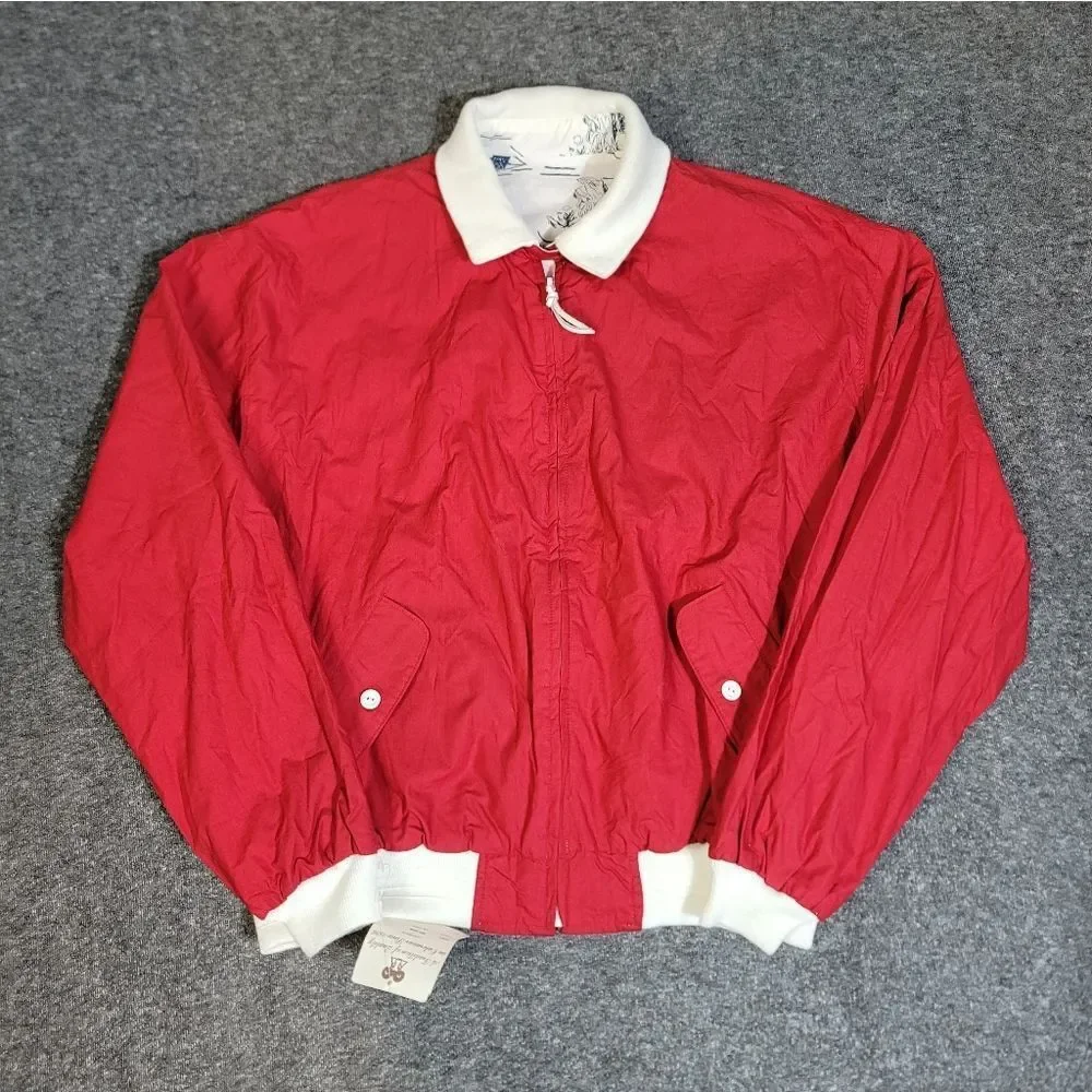 Lakeland Reversible Toile Jacket Size 46 Red / White Print Bomber NOS Vintage